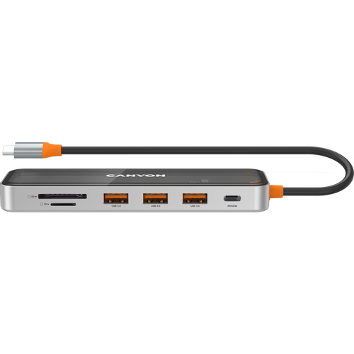 CANYON DS-13, USB-hub, Size: 137.9mm*42.7mm*15mm Weight: 167.5gCable length: 155mm Material: Zinc alloy+Tempered glass+TPE Port: Type-C To USB3.0*3(5Gbps)+SD/TF 3.0(5Gbps)+HDMI(4K@30Hz),Space Grey slika 4