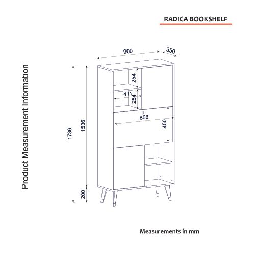 Woody Fashion Polica za knjige, Antracit Mramor, Radica - Anthracite, Marble slika 8