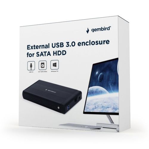 Gembird EE3-U3S-3 HDD External Enclosure, 3.5", SATAIII, USB3.0, Aluminium, Black slika 4