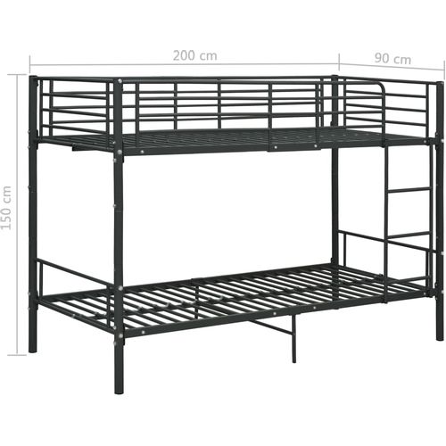 Krevet na kat crni metalni 90 x 200 cm slika 7