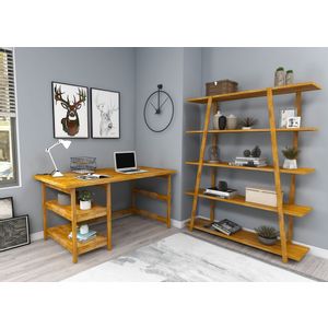 Softcity - Oak Oak Study Desk & Bookshelf