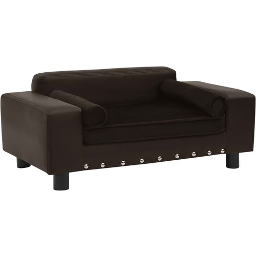 Sofa za pse smeđa 81 x 43 x 31 cm od pliša i umjetne kože slika 2