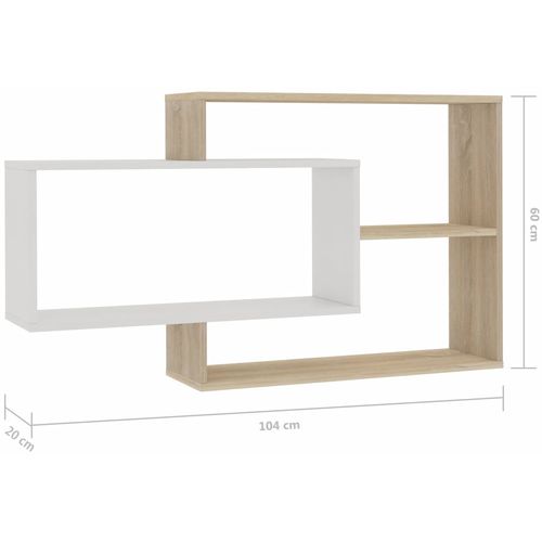 Zidne police bijele i boja hrasta 104 x 20 x 58,5 cm od iverice slika 18