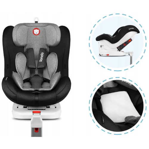 Lionelo autosjedalica Lennart, ISOFIX+noga, 0-18Kg, crna-siva, 5g JAMSTVA slika 5