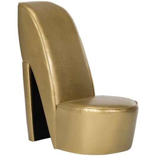 Stolica u obliku visoke pete od umjetne kože zlatna slika 16