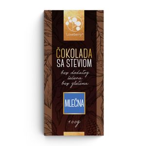 Loveberry mliječna čokolada bez šećera i glutena 100g