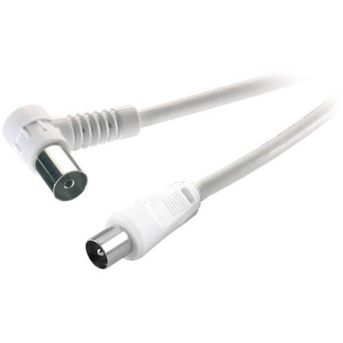 SpeaKa Professional antene priključni kabel [1x 75 Ω antenski muški konektor - 1x 75 Ω antenski ženski konektor] 1.50 m 75 dB 90° nagnuto udesno  bijela slika 1