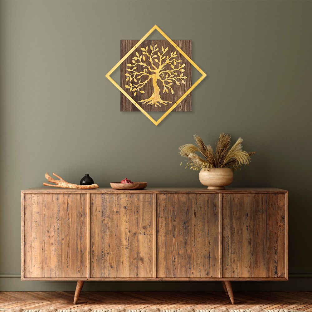 Dekorativni Zidni Ukras 'Tree v2 - Gold Walnut' slika 1
