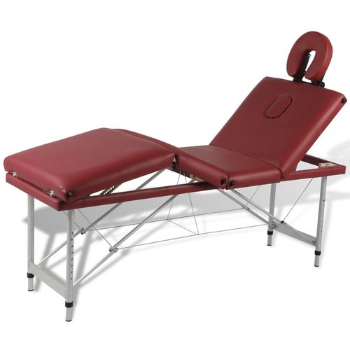 Sklopivi masažni stol s drvenim okvirom, 4 zone, crveni slika 28