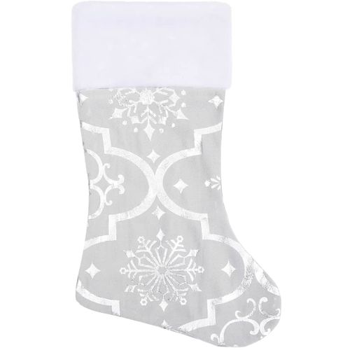 Luksuzna podloga za božićno drvce s čarapom bijela 90cm tkanina slika 4