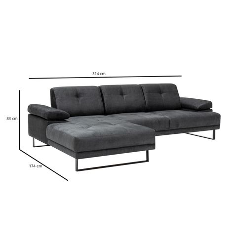 Atelier Del Sofa Kutna garnitura, Antracit, Mustang Large Left - Anthracite slika 14