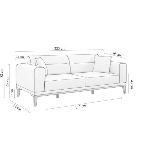Atelier Del Sofa Liones Tepsili-Grey Grey 3-Seat Sofa-Bed slika 9