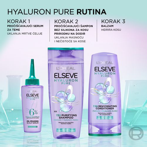 L’Oréal Paris Elseve Hyaluron pure šampon za dehidriranu kosu koja se brzo masti 400ml slika 7