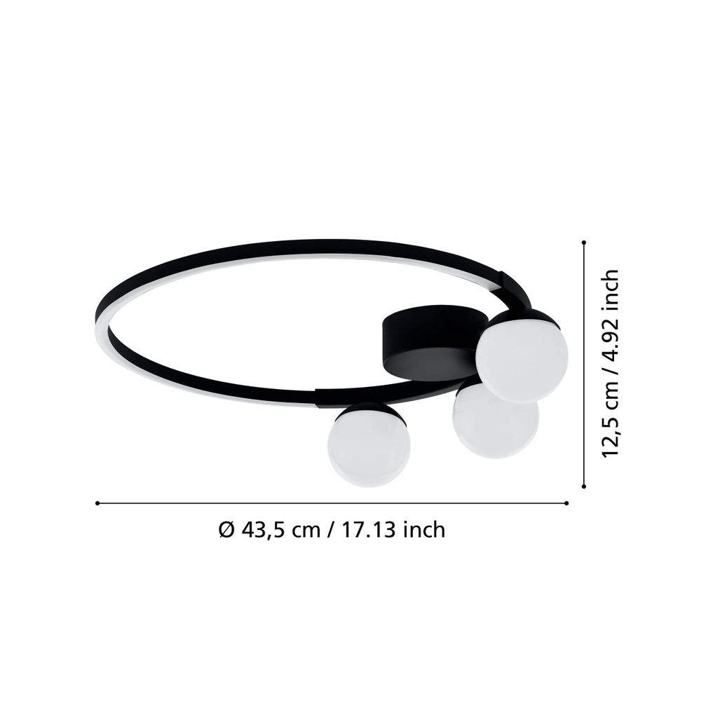 Eglo stropna rasvjeta phianeros led 22w 3000k 2800lm crno/crno, bijelo v:120mm o slika 3