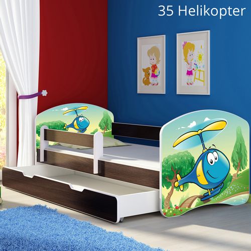 Dječji krevet ACMA s motivom, bočna wenge + ladica 160x80 cm 35-helikopter slika 1