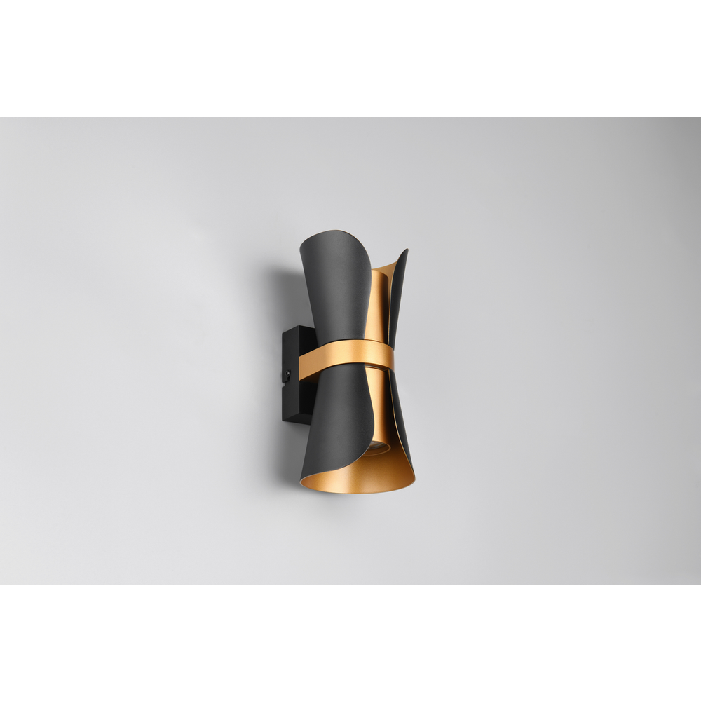 Trio Lightning zidna lampa COAT 2, crno-zlatna slika 6