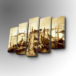 5PUC-158 Multicolor Decorative Canvas Painting (5 Pieces)