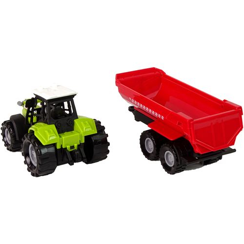 Zeleni traktor s velikom crvenom prikolicom slika 4