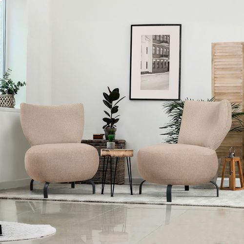 Atelier Del Sofa Loly Set- Cream Cream Wing Chair Set slika 1