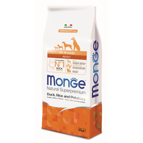 Monge Natural Superpremium Dog All Breeds Adult Monoprotein Duck With Rice And Potatoes 12 kg slika 1