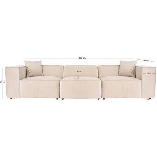 Atelier Del Sofa Trosjed, Lora 3 Seater - Cream slika 11