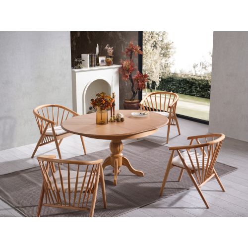 Eva - Natural Natural Extendable Dining Table & Chairs Set (4 Pieces) slika 3