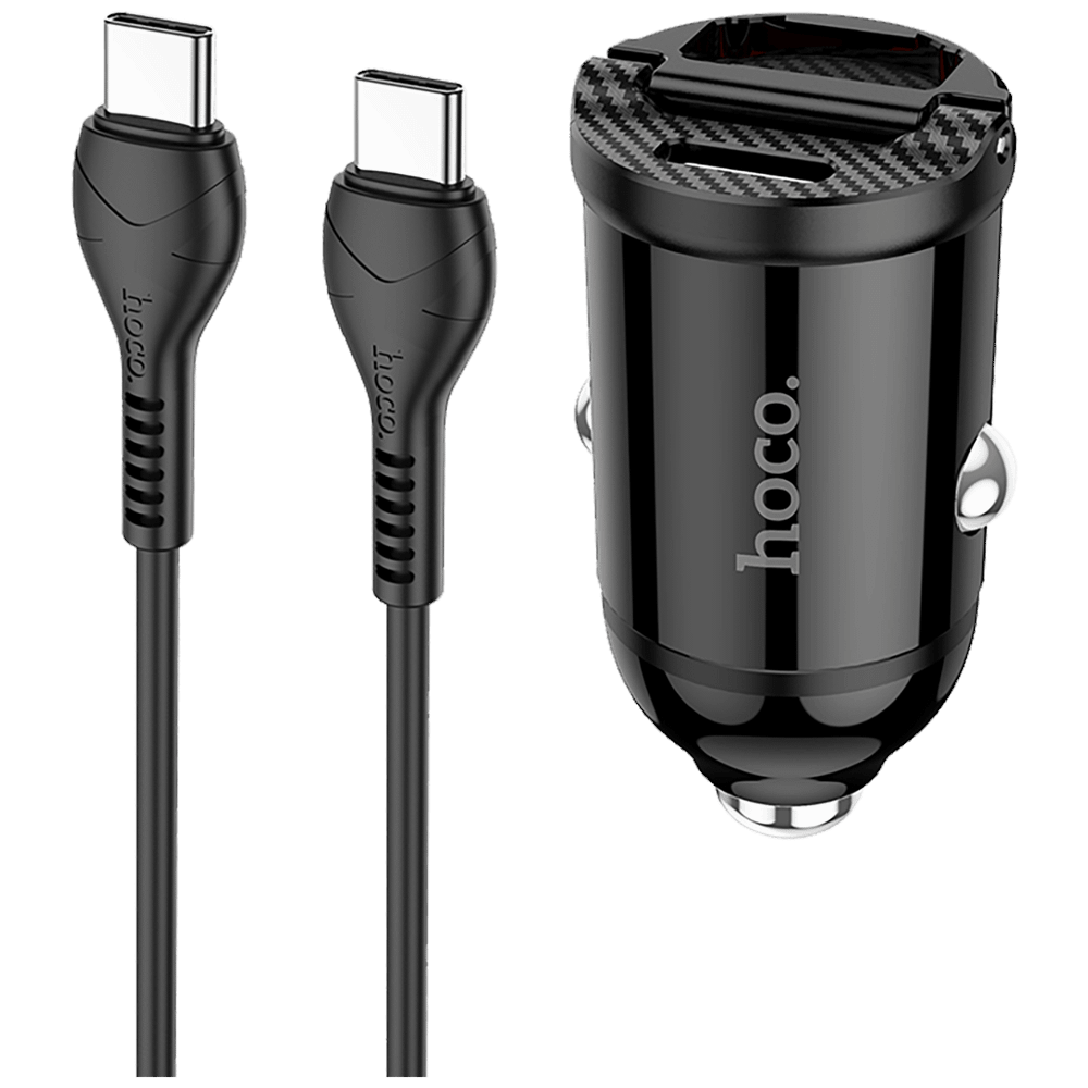 hoco. Auto punjač sa type C kabelom, PD + QC3.0, 2 x USB, 4.8 A - NZ2 Link, type C, Black slika 3