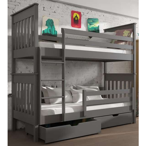 Drveni dječji krevet na kat Bruno s ladicom - grafit - 190*90 cm slika 1