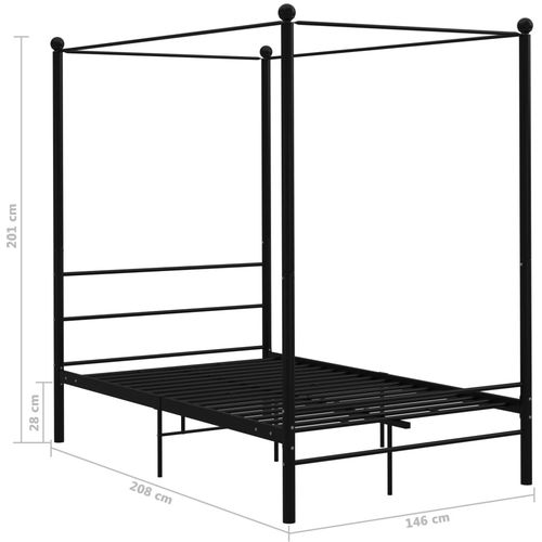 Okvir za krevet s nadstrešnicom crni metalni 140 x 200 cm slika 6