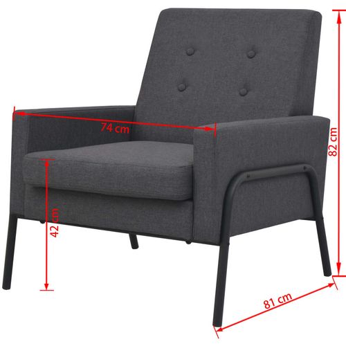 Fotelja od čelika i tkanine tamnosiva slika 44
