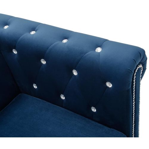 Dvosjed Chesterfield s baršunastom presvlakom 146 x 75 x 72 cm plavi slika 34