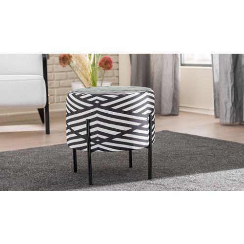 Atelier Del Sofa Tabure, Crno Bijela, Flow - Black, White slika 1