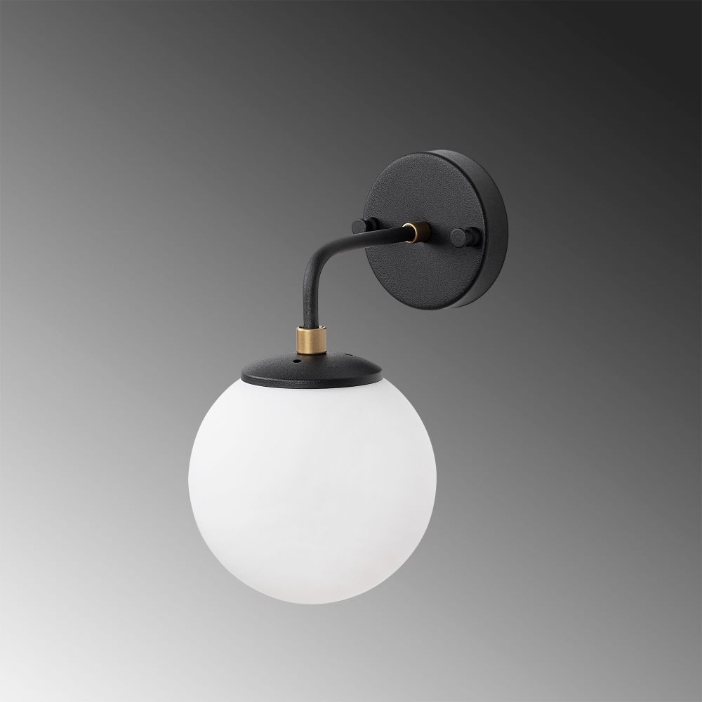 Horn - 12217 Crna Antikna Krem Zidna Lampa slika 5