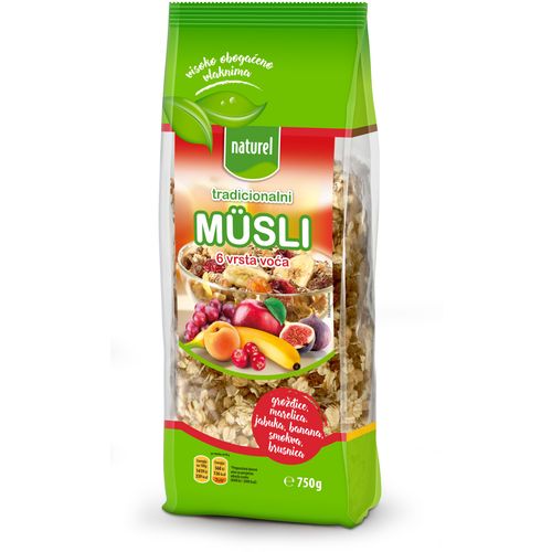 Naturel tradicionalni musli s 6 vrsta voća 750g slika 1