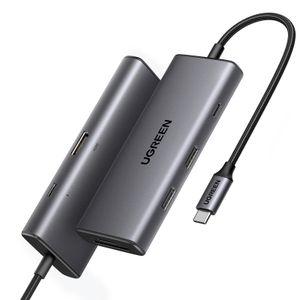 USB HUB UGREEN, USB-C na 2x USB-A 3.2, USB-C, HDMI 4K@30Hz, čitač kartica SD/TF, Power Delivery, sivi