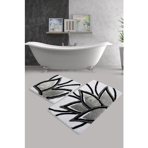 Lotus - Grey Multicolor Acrylic Bathmat Set (2 Pieces) slika 1