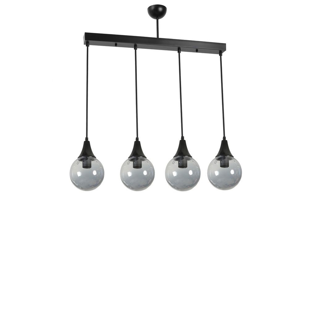 Afra 4 Lü Sıralı Siyah Füme Camlı Sarkıt Black Fume Chandelier slika 3