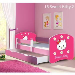 Dječji krevet ACMA s motivom, bočna roza + ladica 180x80 cm - 16 Sweet Kitty 2