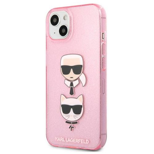 Karl Lagerfeld Futrola za iPhone 13 Mini Pink Glitter Karl`s & Choupette slika 1
