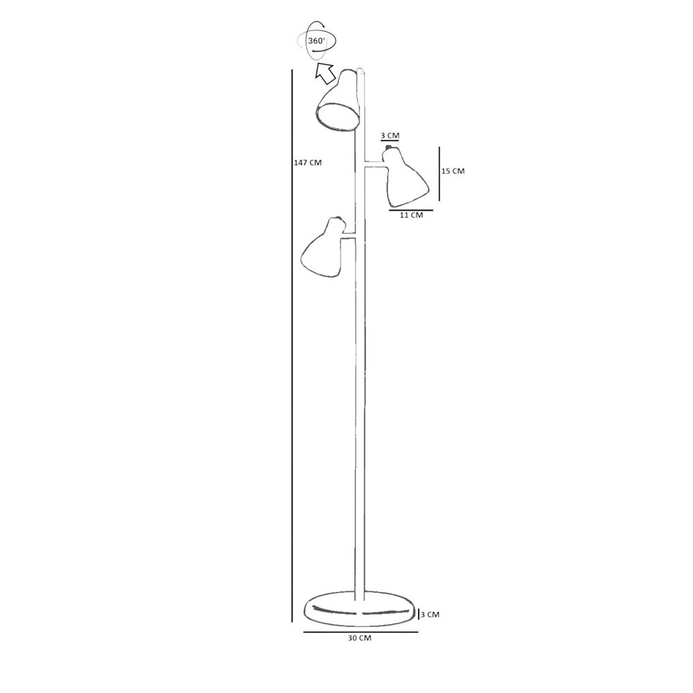Opviq Podna lampa 125, crna slika 5
