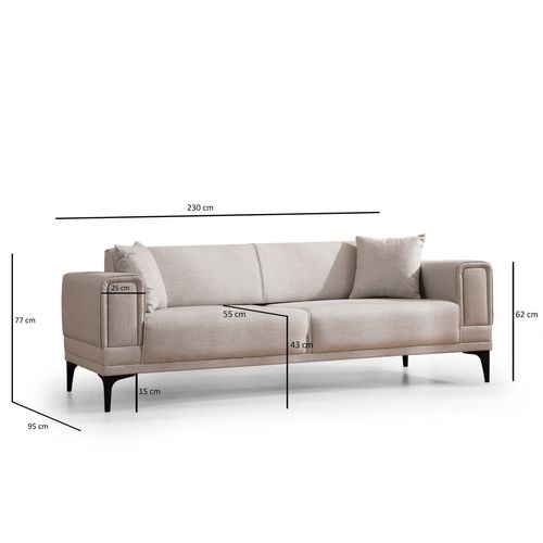 Horizon - Ecru Ecru 3-Seat Sofa-Bed slika 8