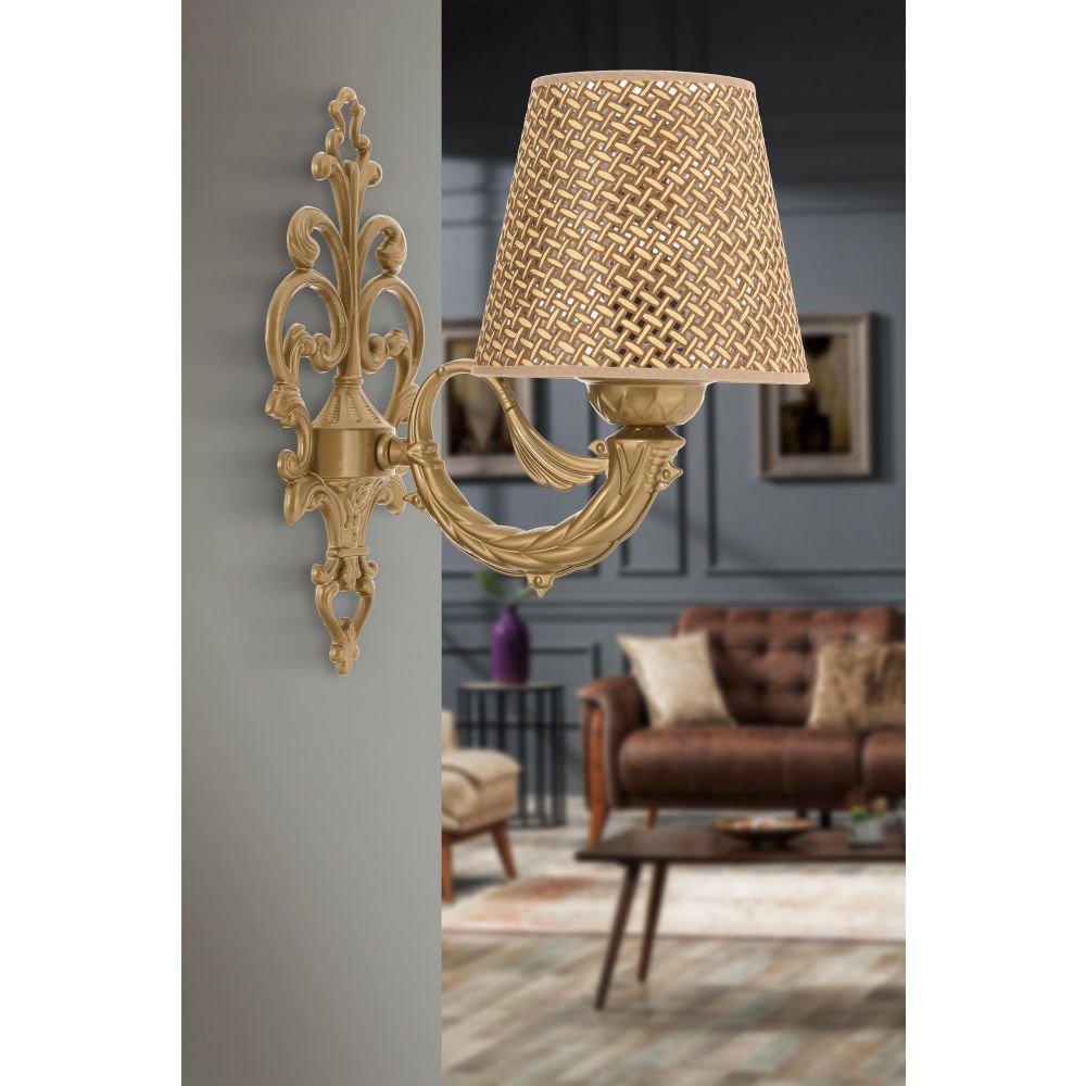 Lampa za zid Lily Hazeran - Prirodna, Zlatna slika 1