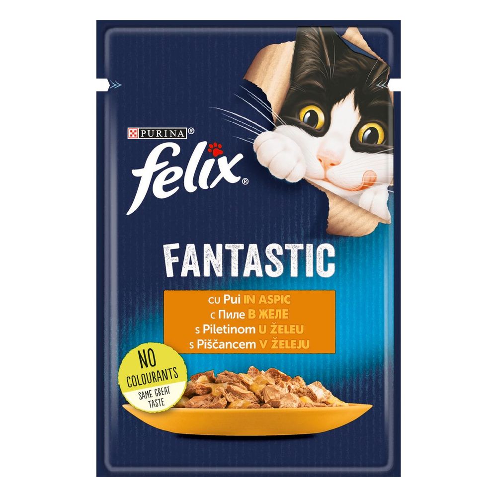 FELIX Fantastic, potpuna hrana za kućne ljubimce, za odrasle mačke, mokra hrana s piletinom u želeu, 85g slika 1