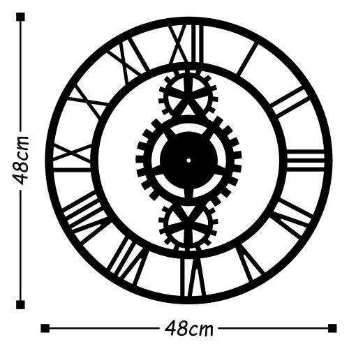 Wallity Ukrasni metalni zidni sat, Metal Wall Clock 3 - Black slika 3