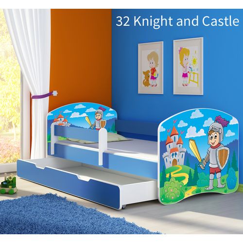 Dječji krevet ACMA s motivom, bočna plava + ladica 180x80 cm 32-knight slika 1