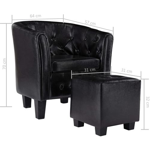 Fotelja od umjetne kože s osloncem za noge crna slika 29