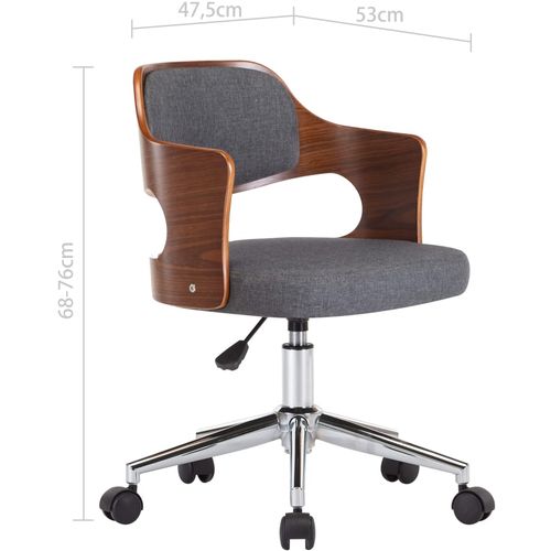 Okretna uredska stolica od savijenog drva i tkanine siva slika 9