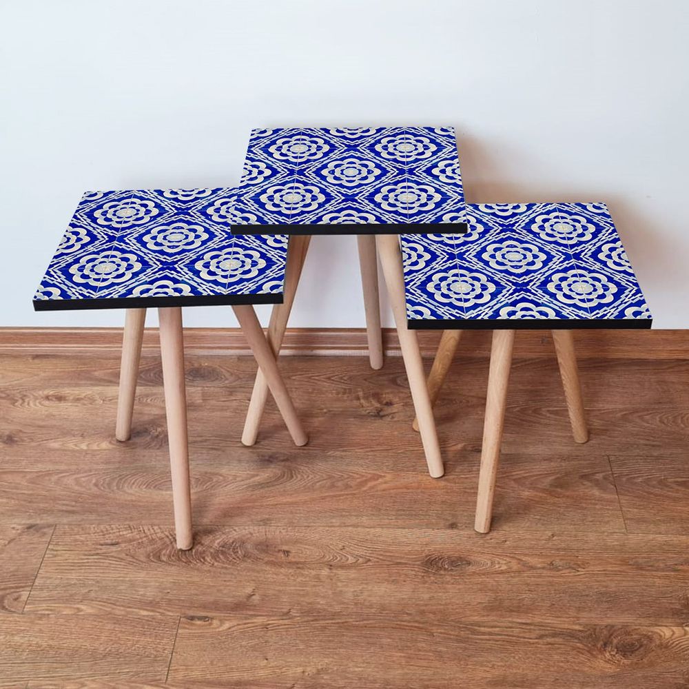 Set Nesting Stolova (3 Komada) 3Shp45 - Boje: Tamnoplava, Bijela slika 1