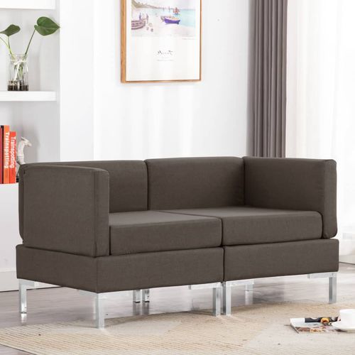 2-dijelni set sofa od tkanine smeđe-sivi slika 30