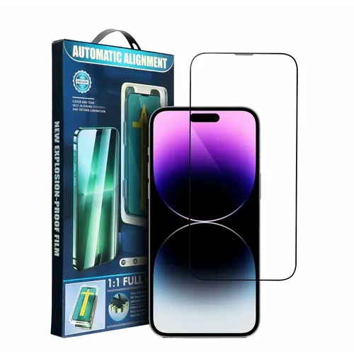 5D Full Glue Tempered Glass za iPhone 15 Pro crno + aplikator slika 1